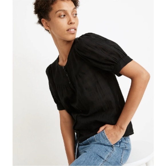 Madewell Puff-Sleeve Yoke Button-Front Top in Textured Plaid Size XXL NWT - Picture 11 of 11